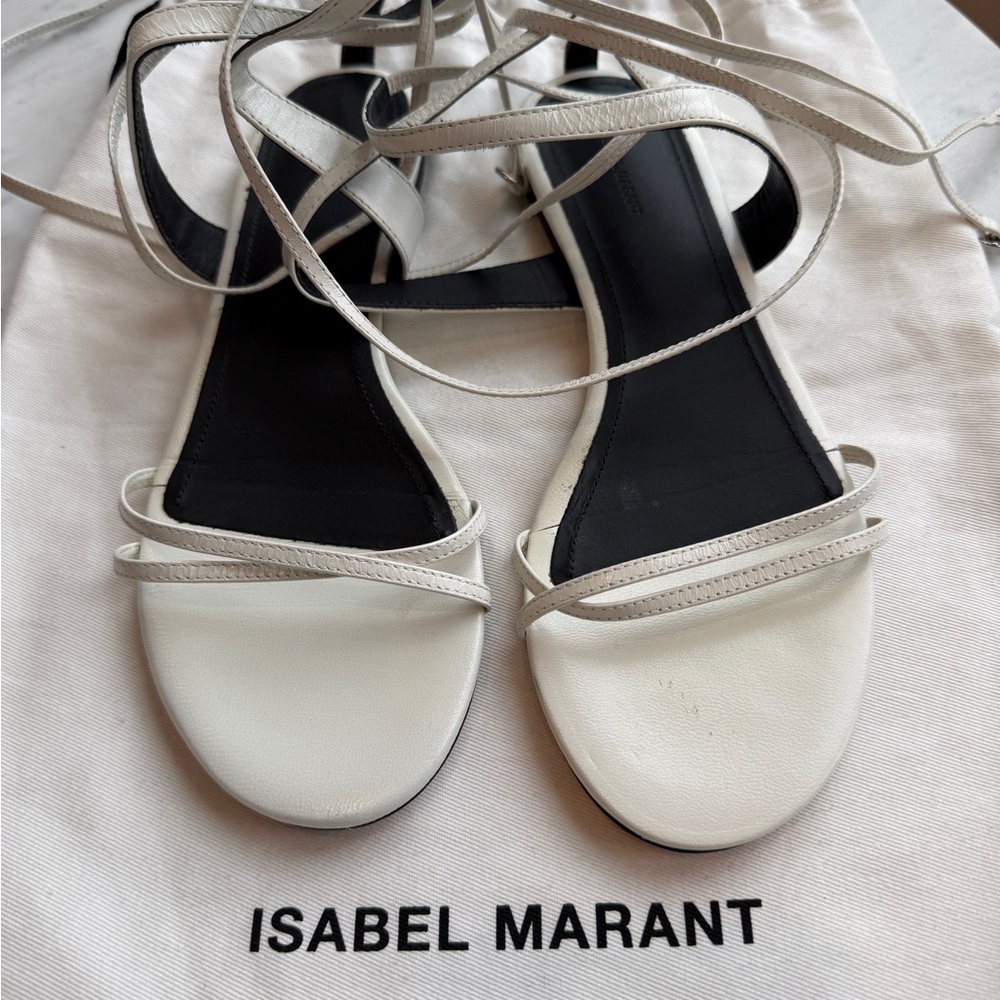 Isabel Marant White Strappy Buckle-Up Roman Style Sandals - size 38